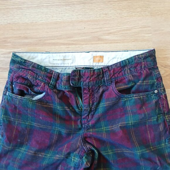 Anthropologie Pilcro Hyphen Plaid Corduroy Pants Size 28 - Picture 6 of 9